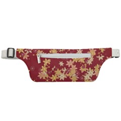 Gold And Tuscan Red Floral Print Active Waist Bag by SpinnyChairDesigns