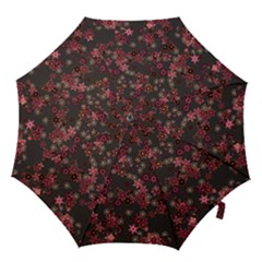 Pink Wine Floral Print Hook Handle Umbrellas (medium) by SpinnyChairDesigns