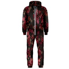 Pink Wine Floral Print Hooded Jumpsuit (men)  by SpinnyChairDesigns