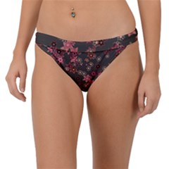 Pink Wine Floral Print Band Bikini Bottom by SpinnyChairDesigns