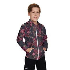 Pink Wine Floral Print Kids  Windbreaker by SpinnyChairDesigns