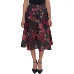 Pink Wine Floral Print Perfect Length Midi Skirt by SpinnyChairDesigns