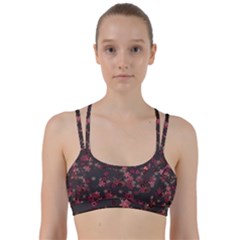 Pink Wine Floral Print Line Them Up Sports Bra by SpinnyChairDesigns