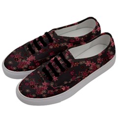 Pink Wine Floral Print Men s Classic Low Top Sneakers by SpinnyChairDesigns