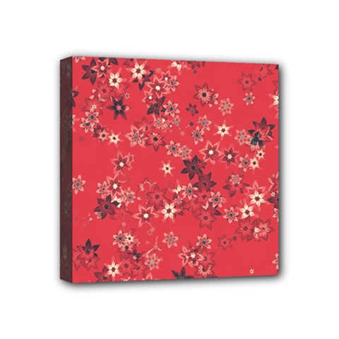 Red Wildflower Floral Print Mini Canvas 4  X 4  (stretched) by SpinnyChairDesigns