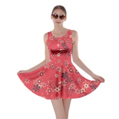 Red Wildflower Floral Print Skater Dress by SpinnyChairDesigns