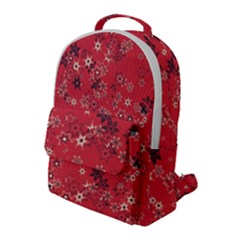 Red Wildflower Floral Print Flap Pocket Backpack (large) by SpinnyChairDesigns