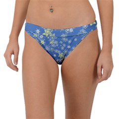 Yellow Flowers On Blue Band Bikini Bottom by SpinnyChairDesigns