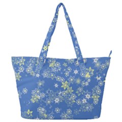 Yellow Flowers On Blue Full Print Shoulder Bag by SpinnyChairDesigns