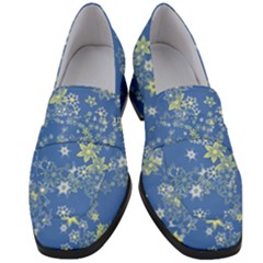 Yellow Flowers On Blue Women s Chunky Heel Loafers by SpinnyChairDesigns