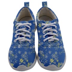 Yellow Flowers On Blue Mens Athletic Shoes by SpinnyChairDesigns