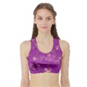Gold Purple Floral Print Sports Bra with Border View1