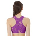 Gold Purple Floral Print Sports Bra with Border View2