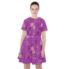 Gold Purple Floral Print Sailor Dress by SpinnyChairDesigns