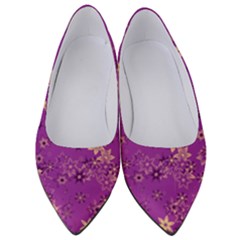 Gold Purple Floral Print Women s Low Heels by SpinnyChairDesigns