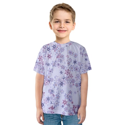 Pastel Purple Floral Pattern Kids  Sport Mesh Tee by SpinnyChairDesigns