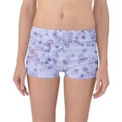 Pastel Purple Floral Pattern Reversible Boyleg Bikini Bottoms by SpinnyChairDesigns