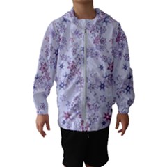 Pastel Purple Floral Pattern Kids  Hooded Windbreaker by SpinnyChairDesigns