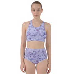 Pastel Purple Floral Pattern Racer Back Bikini Set by SpinnyChairDesigns