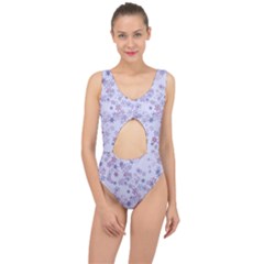 Pastel Purple Floral Pattern Center Cut Out Swimsuit by SpinnyChairDesigns