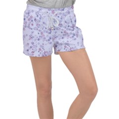Pastel Purple Floral Pattern Velour Lounge Shorts by SpinnyChairDesigns