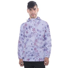 Pastel Purple Floral Pattern Men s Front Pocket Pullover Windbreaker by SpinnyChairDesigns