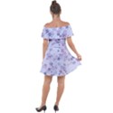 Pastel Purple Floral Pattern Off Shoulder Velour Dress View2