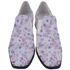 Pastel Purple Floral Pattern Women Slip On Heel Loafers by SpinnyChairDesigns