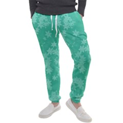 Biscay Green Floral Print Men s Jogger Sweatpants by SpinnyChairDesigns