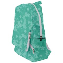 Biscay Green Floral Print Travelers  Backpack by SpinnyChairDesigns