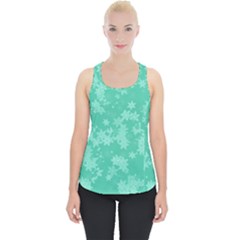 Biscay Green Floral Print Piece Up Tank Top by SpinnyChairDesigns