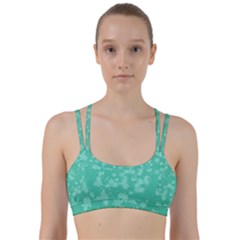 Biscay Green Floral Print Line Them Up Sports Bra by SpinnyChairDesigns