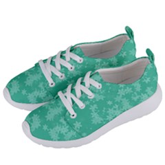 Biscay Green Floral Print Women s Lightweight Sports Shoes by SpinnyChairDesigns