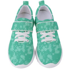 Biscay Green Floral Print Women s Velcro Strap Shoes by SpinnyChairDesigns