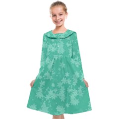 Biscay Green Floral Print Kids  Midi Sailor Dress by SpinnyChairDesigns