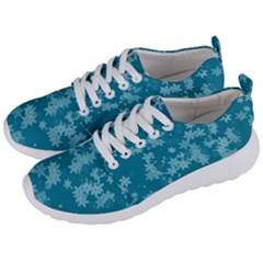 Teal Blue Floral Print Men s Lightweight Sports Shoes by SpinnyChairDesigns
