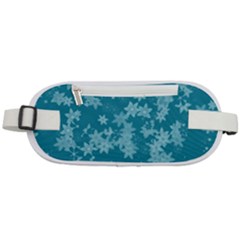 Teal Blue Floral Print Rounded Waist Pouch by SpinnyChairDesigns