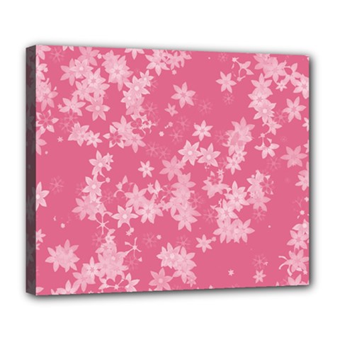 Blush Pink Floral Print Deluxe Canvas 24  X 20  (stretched) by SpinnyChairDesigns