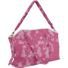 Blush Pink Floral Print Canvas Crossbody Bag by SpinnyChairDesigns