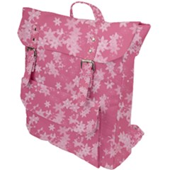 Blush Pink Floral Print Buckle Up Backpack by SpinnyChairDesigns