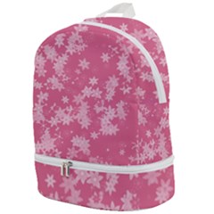 Blush Pink Floral Print Zip Bottom Backpack by SpinnyChairDesigns