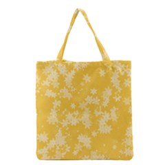Saffron Yellow Floral Print Grocery Tote Bag by SpinnyChairDesigns