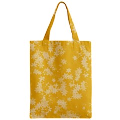 Saffron Yellow Floral Print Zipper Classic Tote Bag by SpinnyChairDesigns