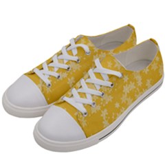 Saffron Yellow Floral Print Women s Low Top Canvas Sneakers by SpinnyChairDesigns