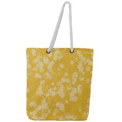 Saffron Yellow Floral Print Full Print Rope Handle Tote (large) by SpinnyChairDesigns