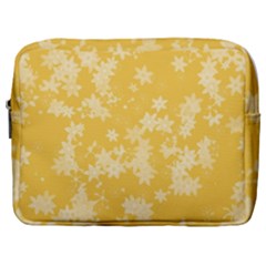 Saffron Yellow Floral Print Make Up Pouch (large) by SpinnyChairDesigns