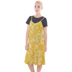 Saffron Yellow Floral Print Camis Fishtail Dress by SpinnyChairDesigns