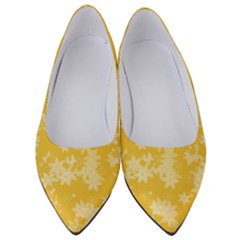 Saffron Yellow Floral Print Women s Low Heels by SpinnyChairDesigns