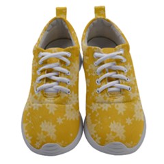 Saffron Yellow Floral Print Athletic Shoes by SpinnyChairDesigns