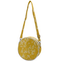 Saffron Yellow Floral Print Crossbody Circle Bag by SpinnyChairDesigns